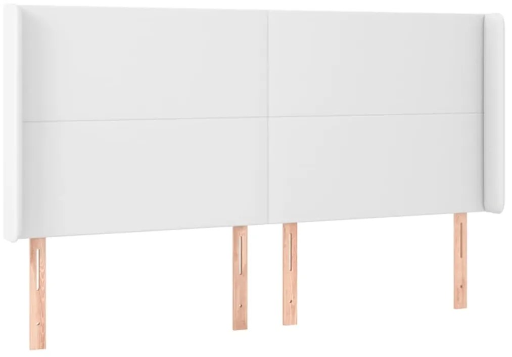 vidaXL Κρεβάτι Boxspring με Στρώμα & LED Λευκό 200x200 εκ. Συνθ. Δέρμα