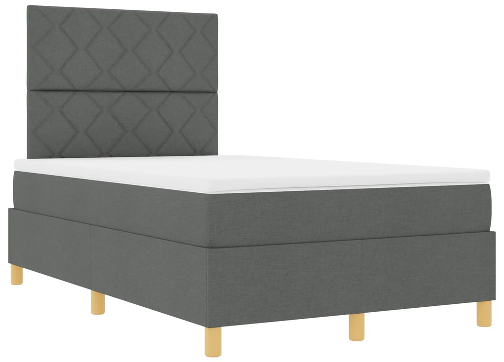 vidaXL Κρεβάτι Box Spring της με στρώμα & LED σκούρο γκρι 120x200 εκ. ύφασμα