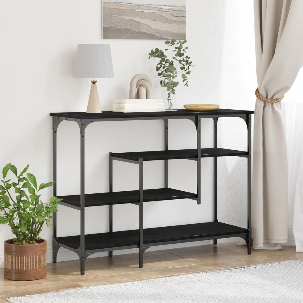 vidaXL Κονσόλα Μαύρη Δρυς 100x35x75 εκ Επεξεργασμένο Ξύλο και Ατσάλι