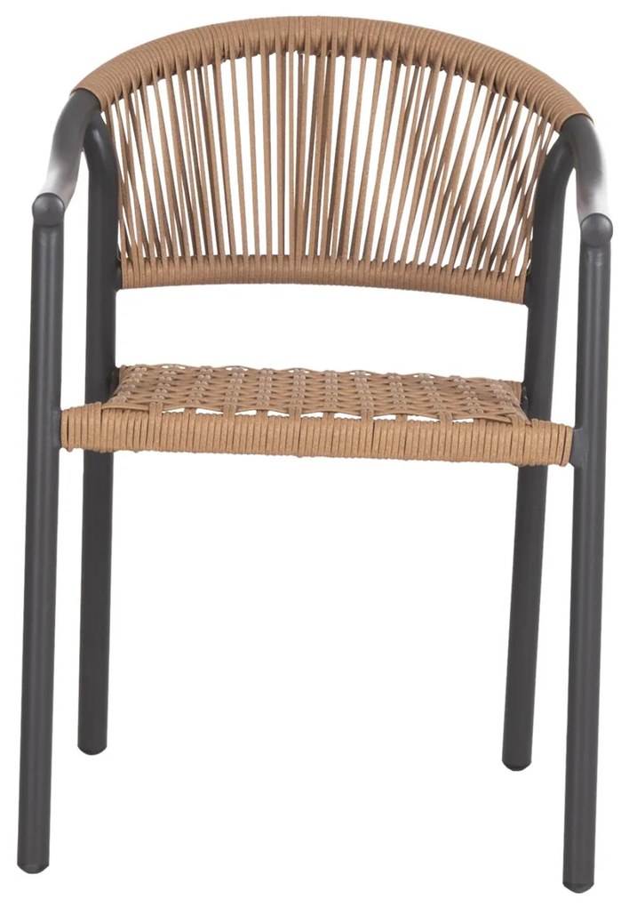 Καρέκλα - Πολυθρόνα KERLY C6050.10 Αλουμινίου Σκούρο Γκρί - Συνθετικό Rattan Μπέζ 54x58,5x76Υ εκ. 54x58.5x76 εκ.