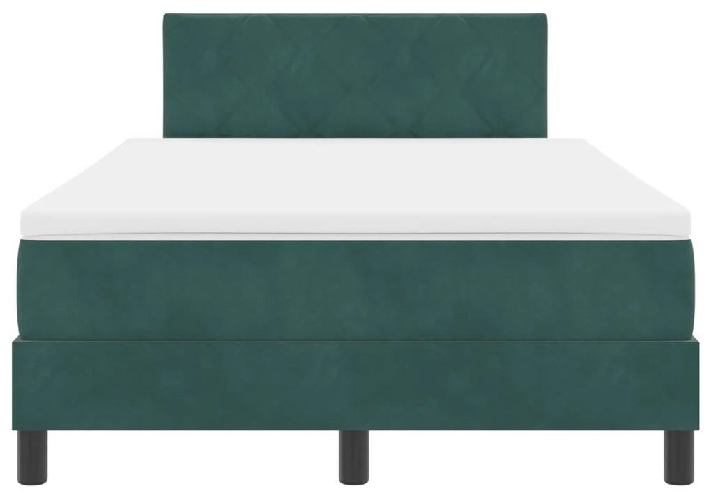 vidaXL Κρεβάτι με ελατήρια Σκούρο πράσινο 120 x 200 cm Βελούδο