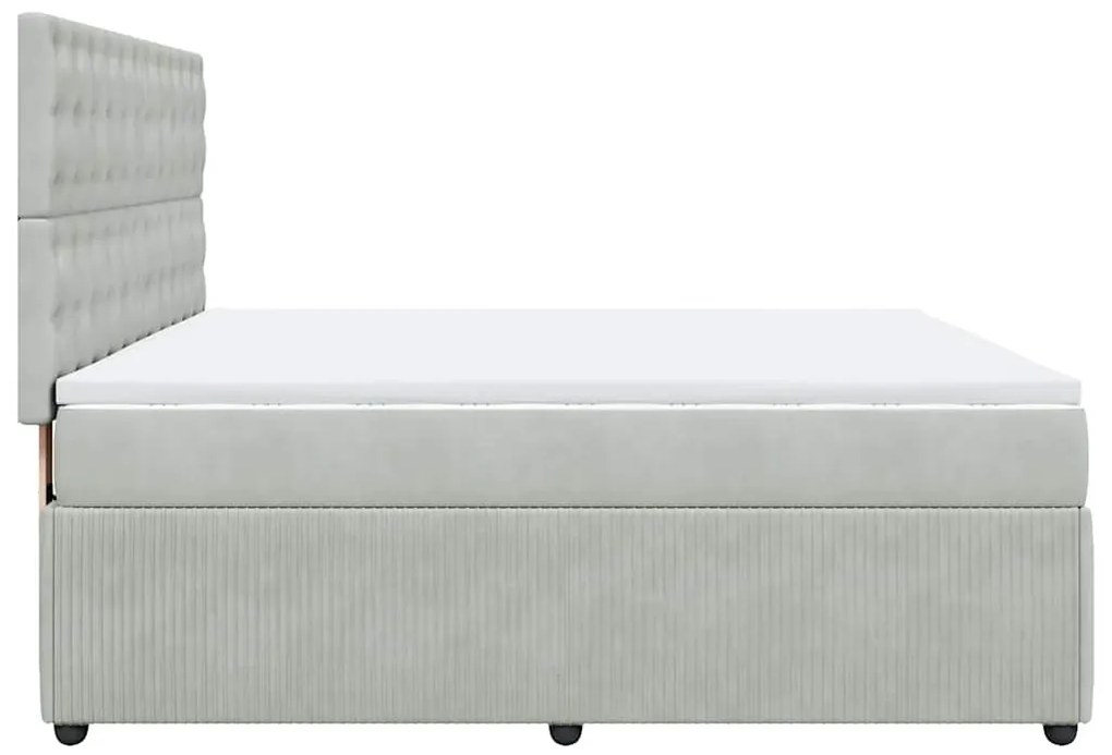 vidaXL Κρεβάτι Boxspring με Στρώμα Ανοιχτό Γκρι 180x200 εκ. Βελούδινο