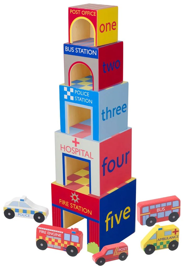 Ξύλινο Κύβοι Στοίβαξης (Σετ 10τμχ) Orange Tree Toys Police  60-12350