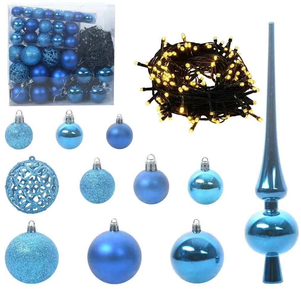 vidaXL Τεχνητό Χριστουγεννιάτικο Δέντρο με Φώτα και Σετ Μπάλες 180 cm