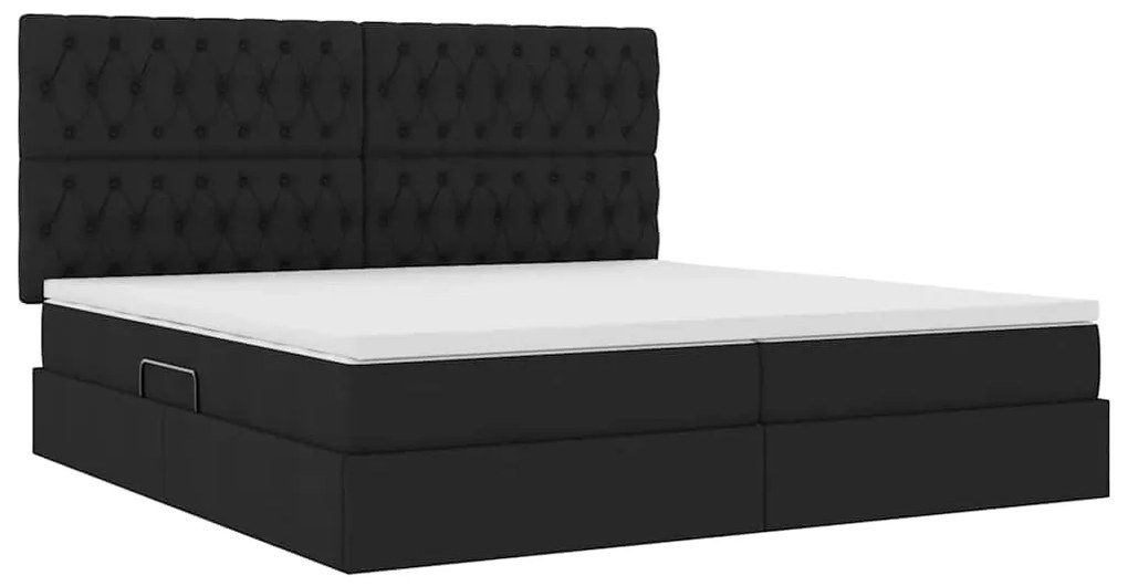 vidaXL Κρεβάτι με αποθηκευτικό χώρο και LED Μαύρο 200 x 200 cm