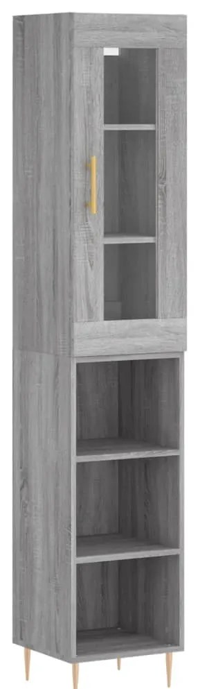 vidaXL Μπουφές Sonoma Γκρι 34,5 x 34 x 180 εκ. από Επεξεργασμένο Ξύλο