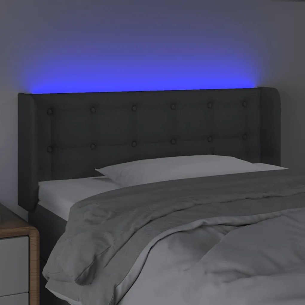 vidaXL Κεφαλάρι Κρεβατιού LED Σκούρο Γκρι 93x16x78/88 εκ. Υφασμάτινο