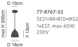 Φωτιστικό Οροφής  SE21-BL-B10-MS2 ADEPT PENDANT Black Metal Shade Pendant+ - 51W - 100W - 77-8767