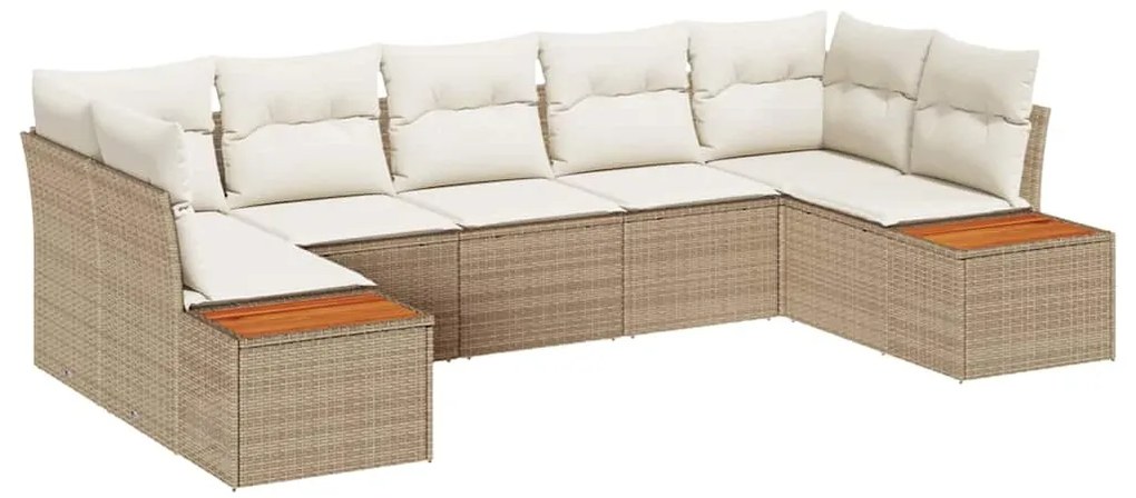 vidaXL Σετ Καναπέ Κήπου με μαξιλάρι 7 pcs Μπεζ συνθετικό ρατάν