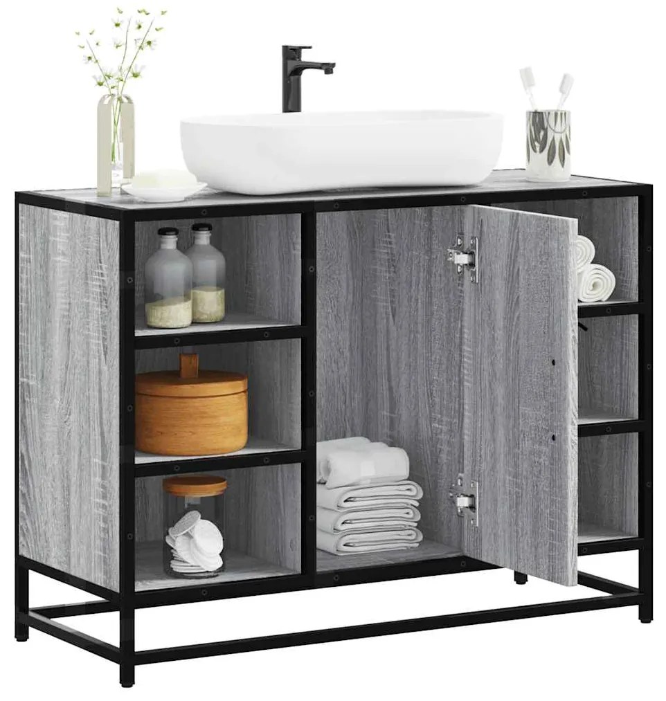 Ντουλάπι Μπάνιου Νιπτήρα Γκρι Sonoma 80 x 33 x 60εκ. Επεξ. Ξύλο