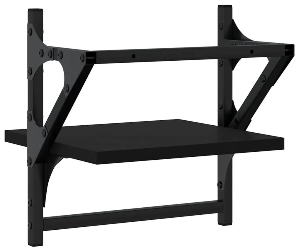 vidaXL Ράφια Τοίχου με Μπάρα 2 τεμ. Μαύρα 30 x 25 x 30 εκ.