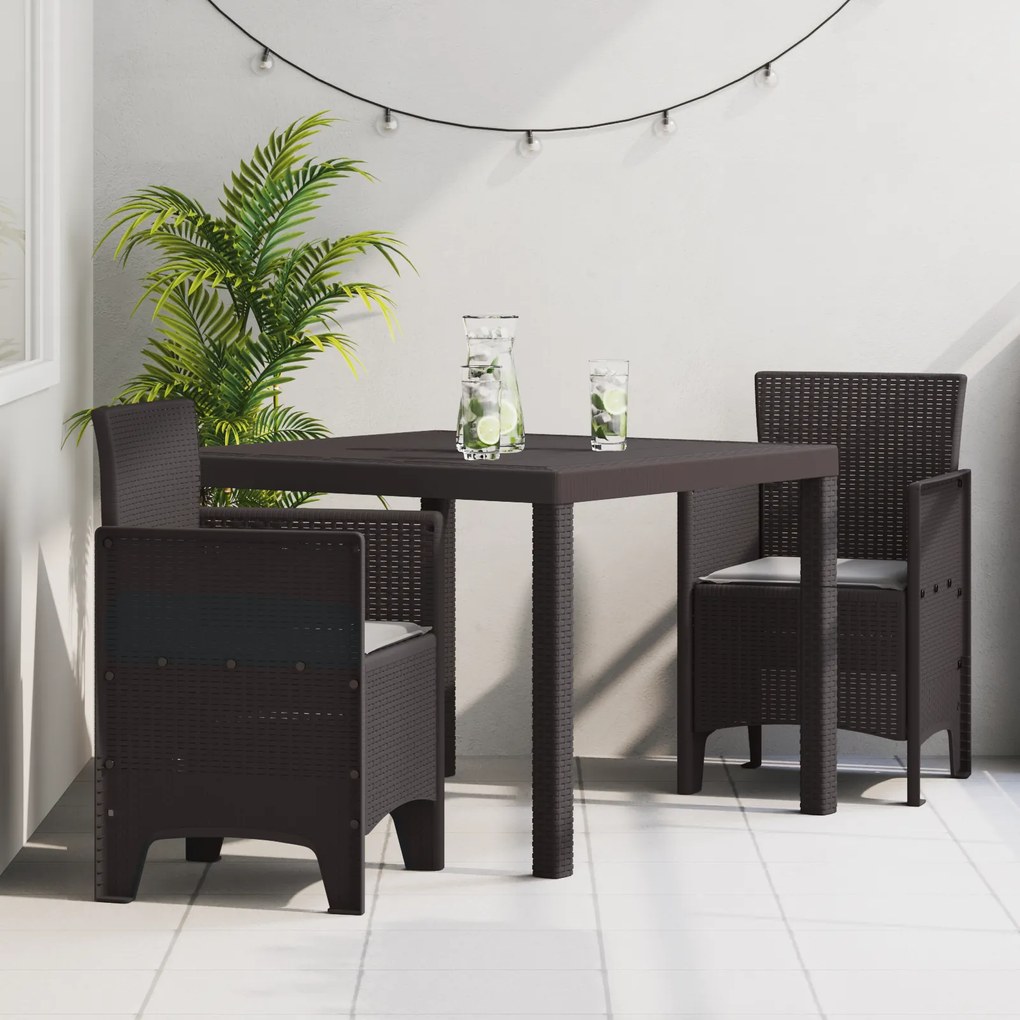 vidaXL Σετ Φαγητού Κήπου 3 pcs Καφέ 100 x 100 x 73 εκ