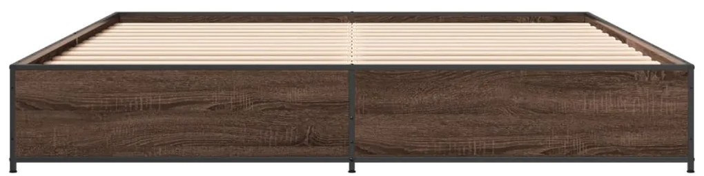 vidaXL Πλαίσιο Κρεβατιού Καφέ Δρυς 200x200 εκ. Επεξ. Ξύλο &amp; Μέταλλο