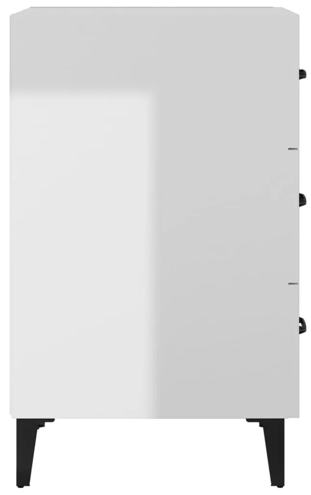 vidaXL Κομοδίνο Γυαλ. Λευκό 40 x 40 x 66 εκ. από Επεξεργασμένο Ξύλο