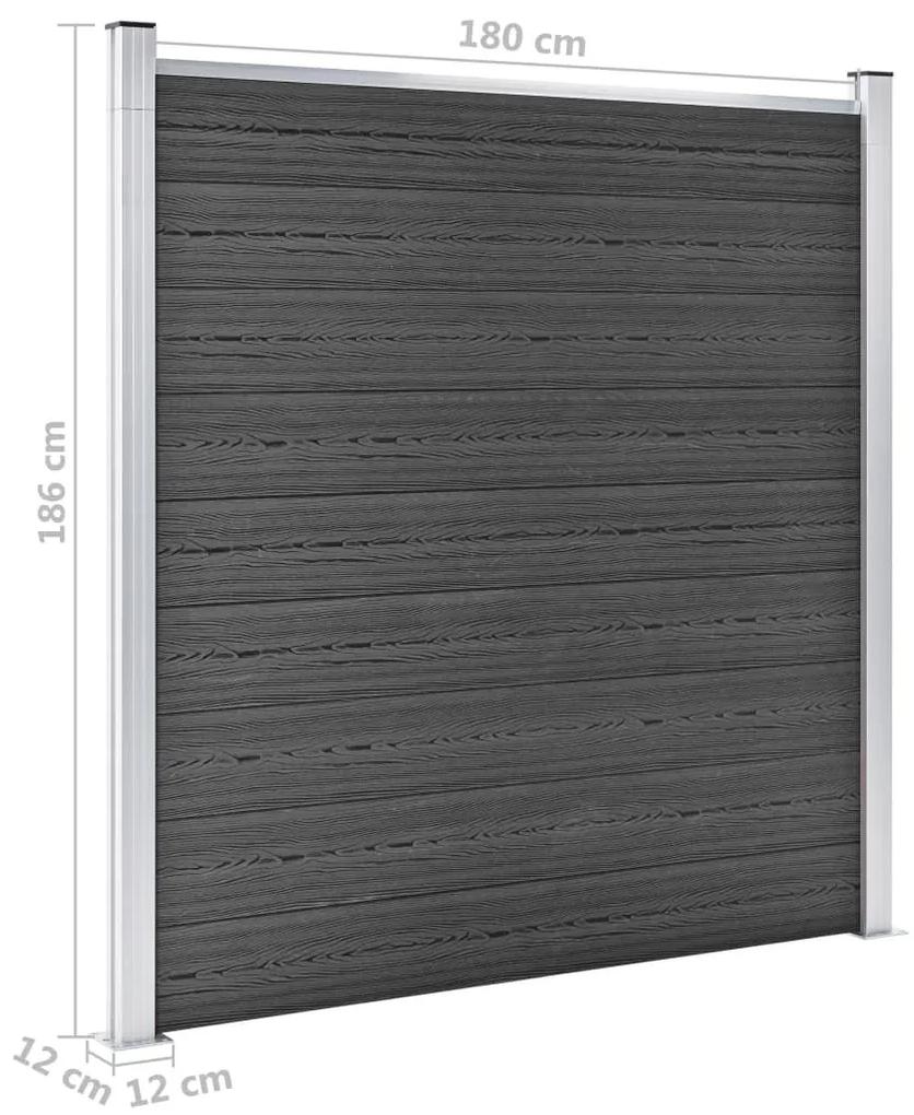 Πάνελ Περίφραξης Μαύρο 180 x 186 εκ. από WPC - Μαύρο