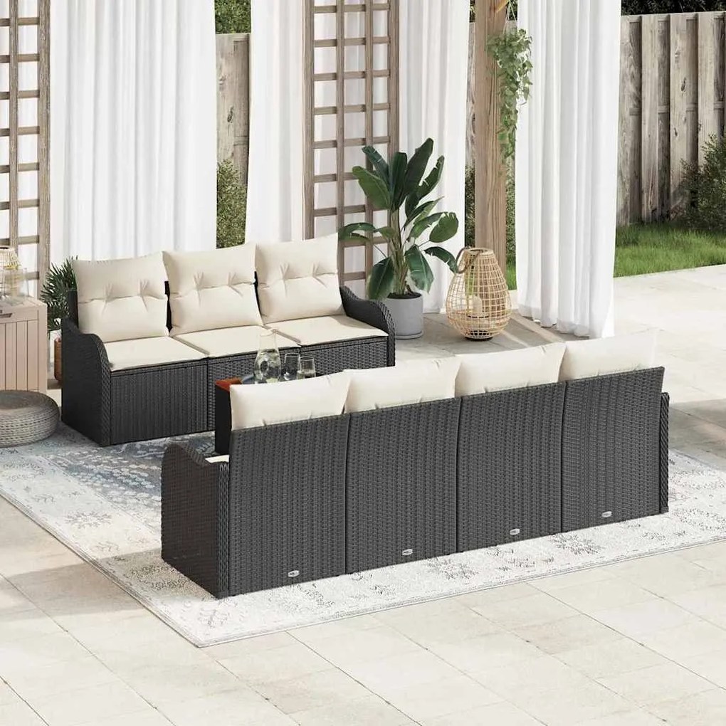 vidaXL Σετ Καναπέ Κήπου 8 pcs Μαύρος, λευκός
