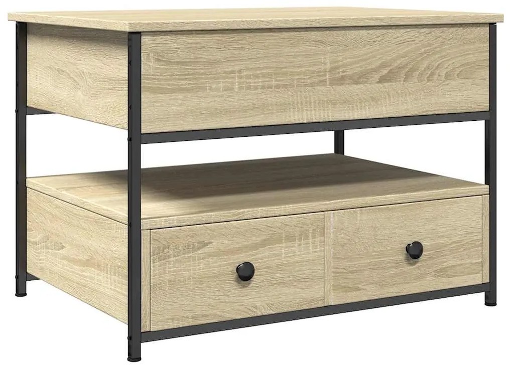 vidaXL Τραπεζάκι Σαλονιού Sonoma Δρυς 70x50x50 εκ. Επ. Ξύλο & Μέταλλο