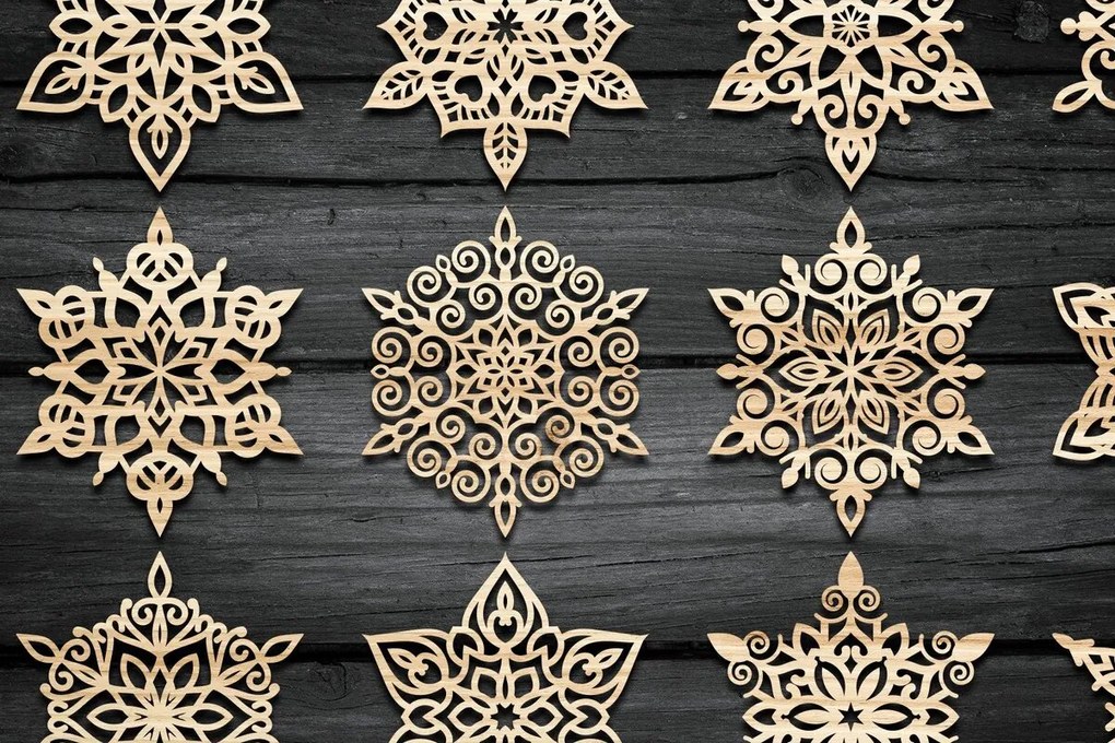 Intra απο ξύλο plywood 3mm-4mm πάχος – Χριστουγεννιάτικο στολίδι κομμένο με λέιζερ νιφάδα χιονιού Δίασταση  20x20 cm INTRAFABR-38405776