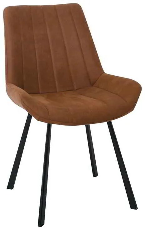 Καρέκλα Μεταλλική MATT Μαύρη/Ύφασμα Suede Καφέ 55x61x88cm (Σετ 4 ΤΕΜ)