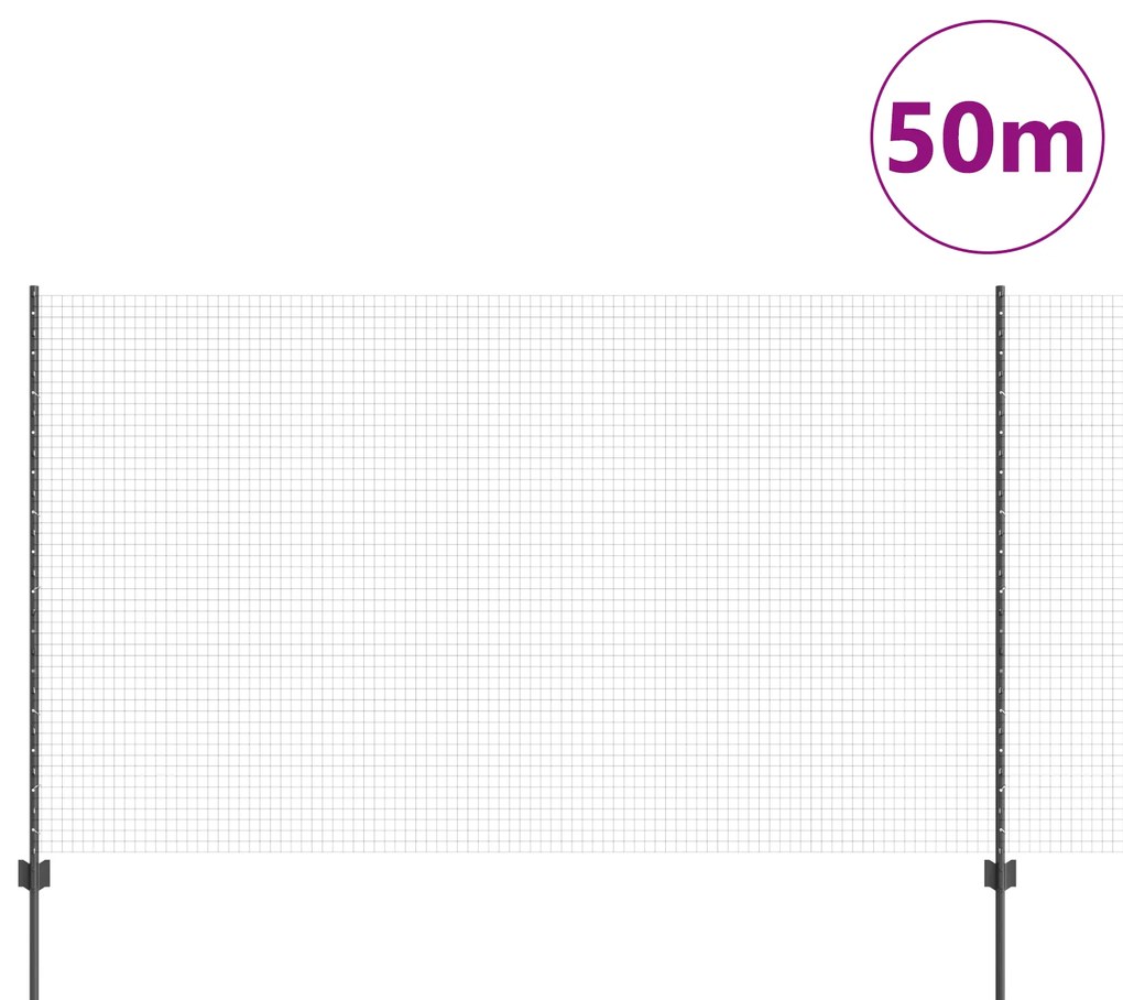 vidaXL Συρμάτινος Φράκτης με 44 U Posts Γκρι 1.4x50 μ Ατσάλι