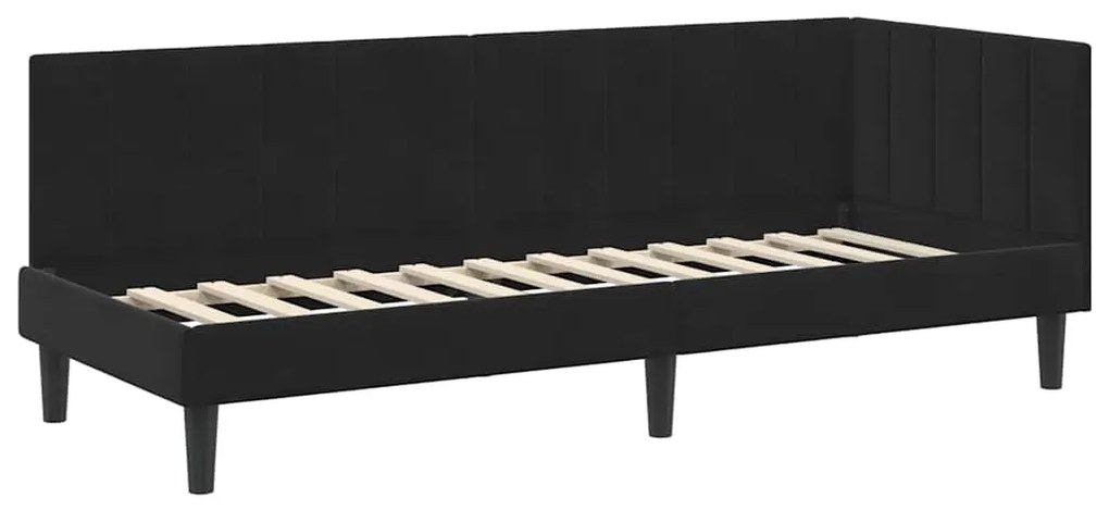 vidaXL Κρεβάτι γωνίας με στρώμα με στρώμα 2 pcs Μαύρο Βελούδο