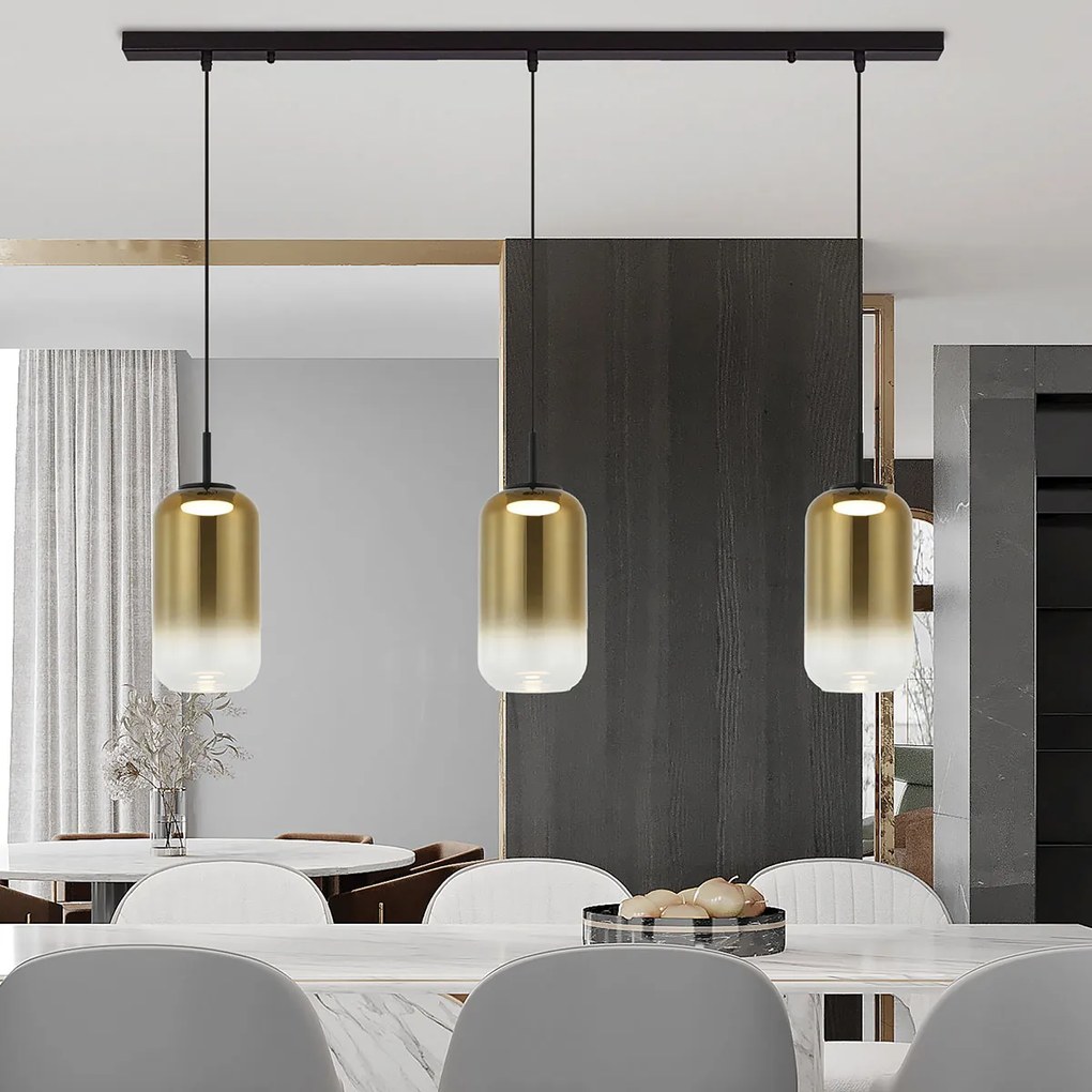 Φωτιστικό Οροφής Τρίφωτο LED Zambelis 23232 Gold Glass