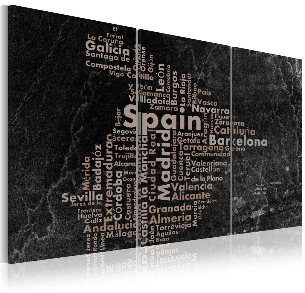 Πίνακας - Map of Spain on the blackboard - triptich 60x30