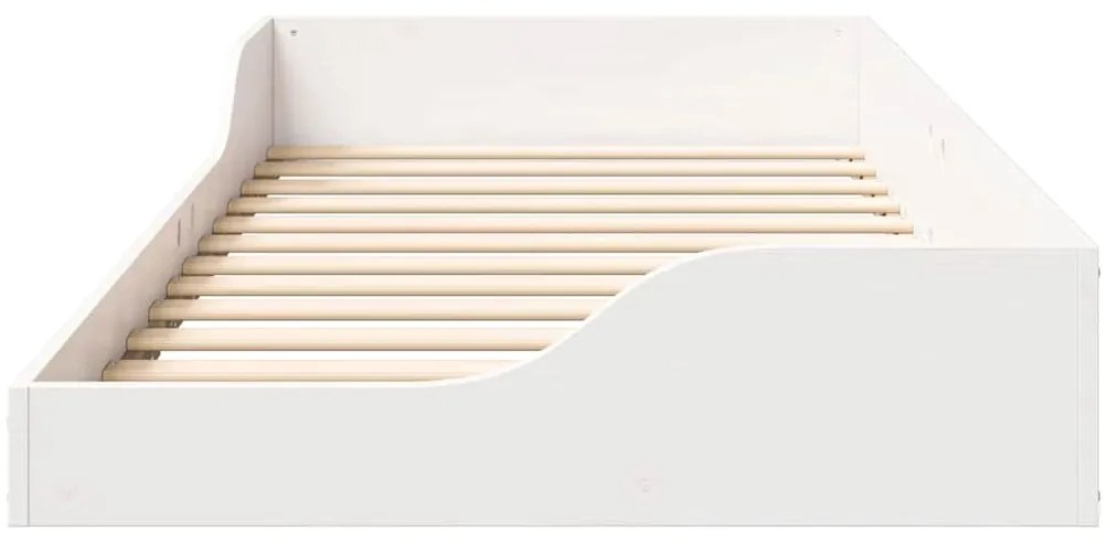 vidaXL Κρεβάτι δαπέδου Λευκό 90 x 200 cm Μασίφ ξύλο πεύκου