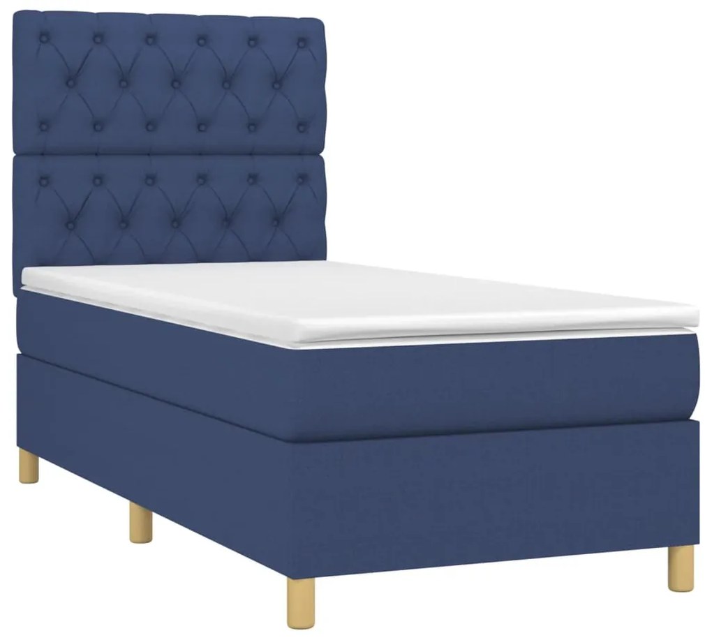 vidaXL Κρεβάτι Boxspring με Στρώμα Μπλε 80x200 εκ. Υφασμάτινο