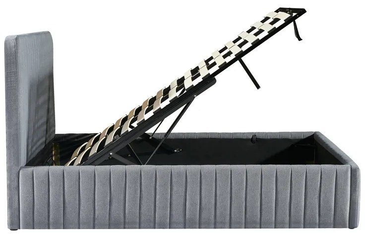Κρεβάτι διπλό Zilin pakoworld ύφασμα ανθρακί-beige 160x200εκ