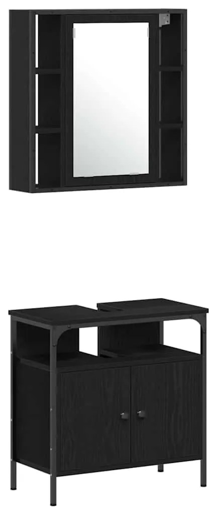 vidaXL Σετ Ντουλαπιών Μπάνιου 4 pcs Μαύρη δρυς 33 x 33 x 185.5 εκ