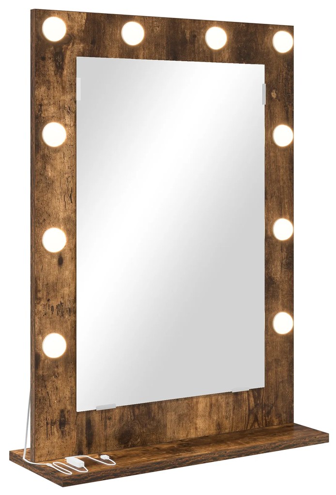 vidaXL Καθρέφτης Vanity Καπνιστό ξύλο Ξύλο, Γυαλί 70 x 50 x 18 εκ