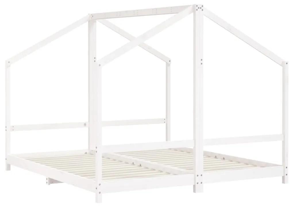 Πλαίσιο Παιδικού Κρεβατιού Λευκό 2x(90x200)εκ Μασίφ Ξύλο Πεύκου - Λευκό