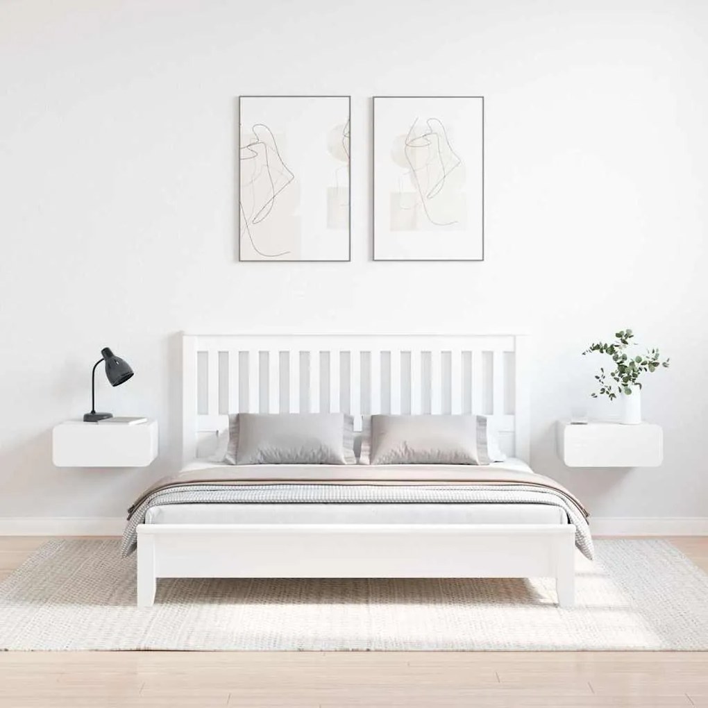 vidaXL Κομοδίνο 2 pcs Λευκό 39 x 34 x 16.5 εκ. Μασίφ ξύλο πεύκου