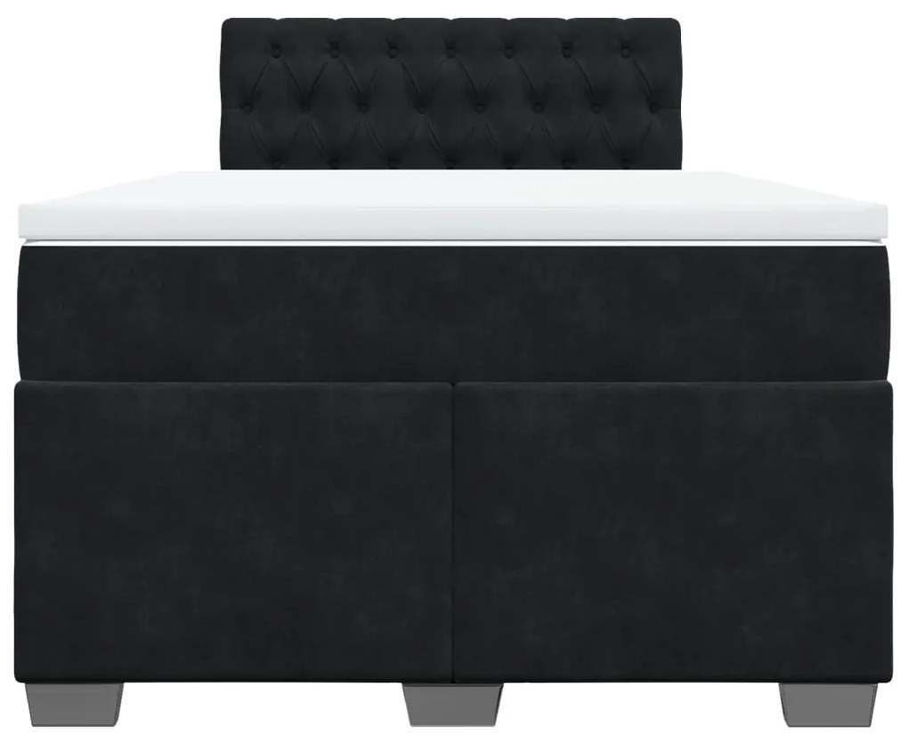 vidaXL Κρεβάτι Boxspring με Στρώμα Μαύρο 120x190 εκ. Βελούδινο