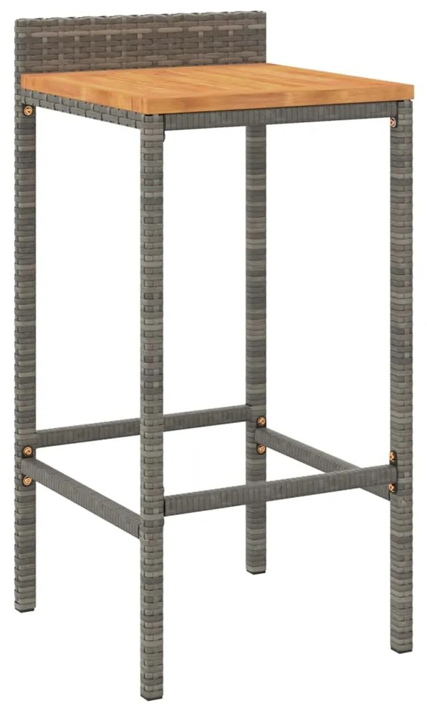 vidaXL Σετ Μπαρ Κήπου 11 τεμ. Γκρι Συνθ. Ρατάν &amp; Μασίφ Ξύλο Ακακίας