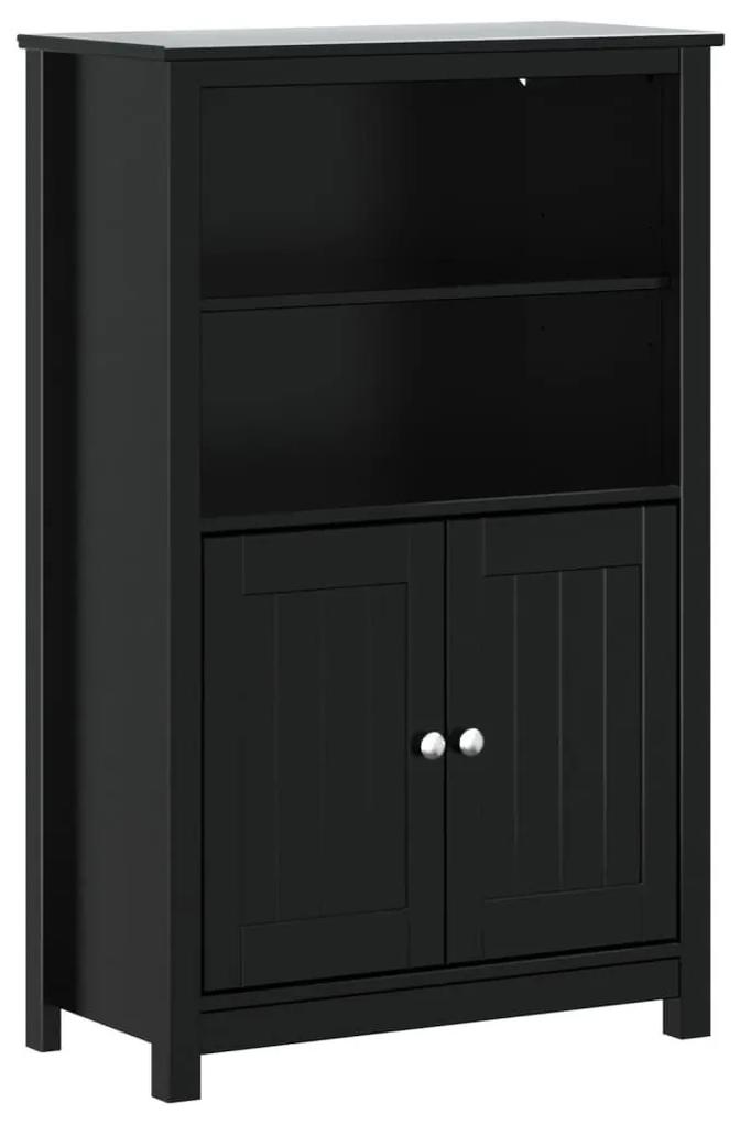 Ντουλάπι Μπάνιου BERG Μαύρο 69,5x34x110 εκ. Μασίφ Ξύλο Πεύκου - Μαύρο