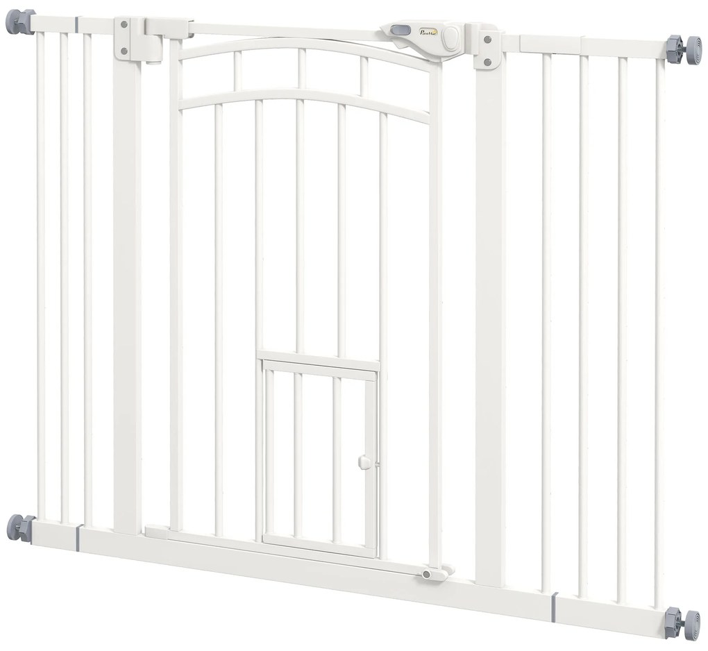 PawHut Πόρτα Ασφαλείας Σκάλας για Σκύλους, Αυτόματο Κλείσιμο, Λειτουργία με Ένα Χέρι, 100 cm x 4 cm x 76 cm, Λευκό