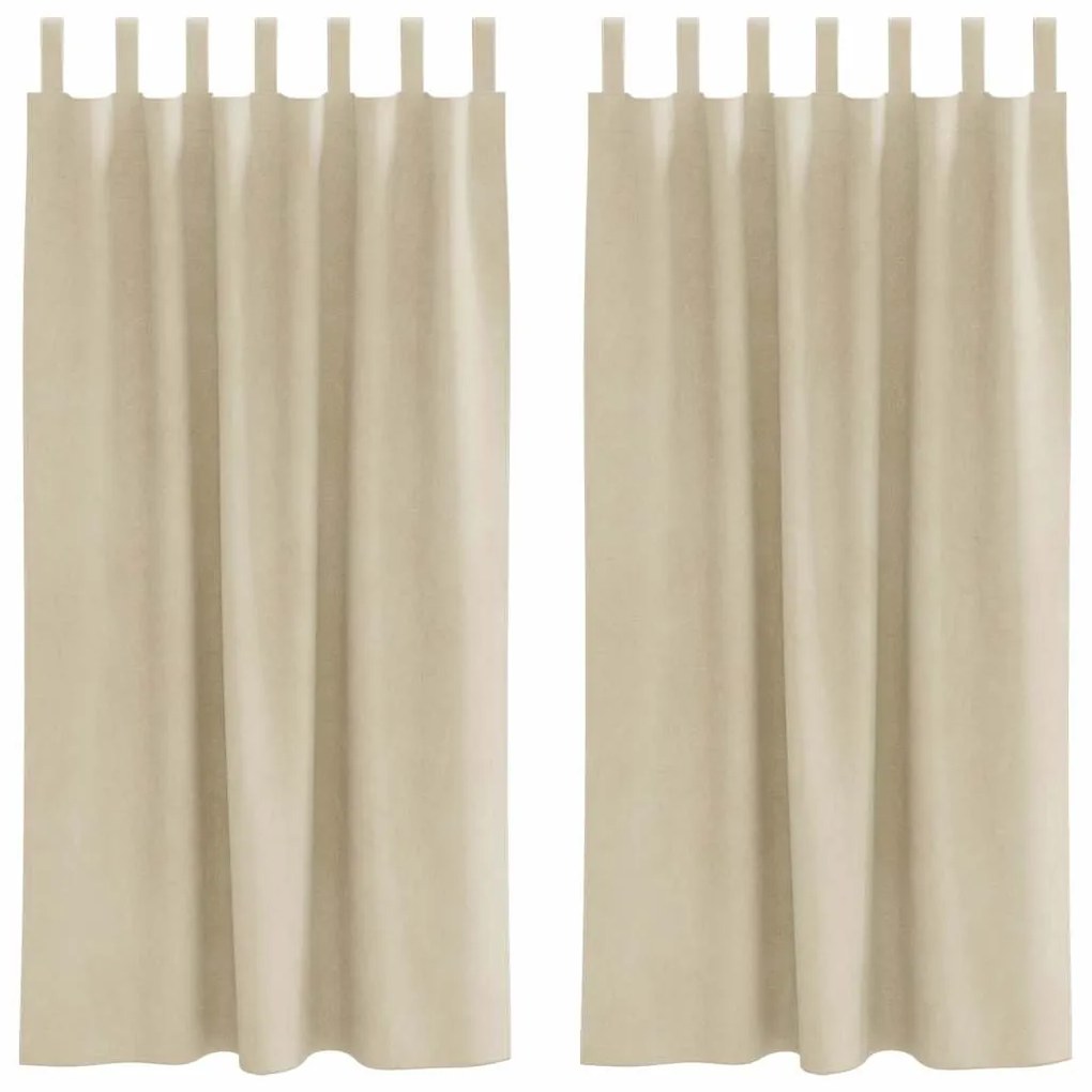 vidaXL Κουρτίνες με κουρτίνες 2 pcs Κρεμ 140 x 175 cm Βελούδο