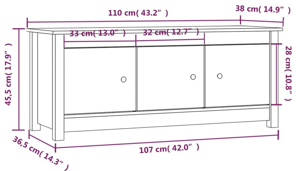 Παπουτσοθήκη Λευκή 110 x 38 x 45,5 εκ. από Μασίφ Ξύλο Πεύκου - Λευκό