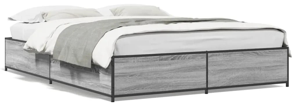 vidaXL Πλαίσιο Κρεβατιού Γκρι Sonoma 150x200 εκ. Επεξ. Ξύλο &amp; Μέταλλο