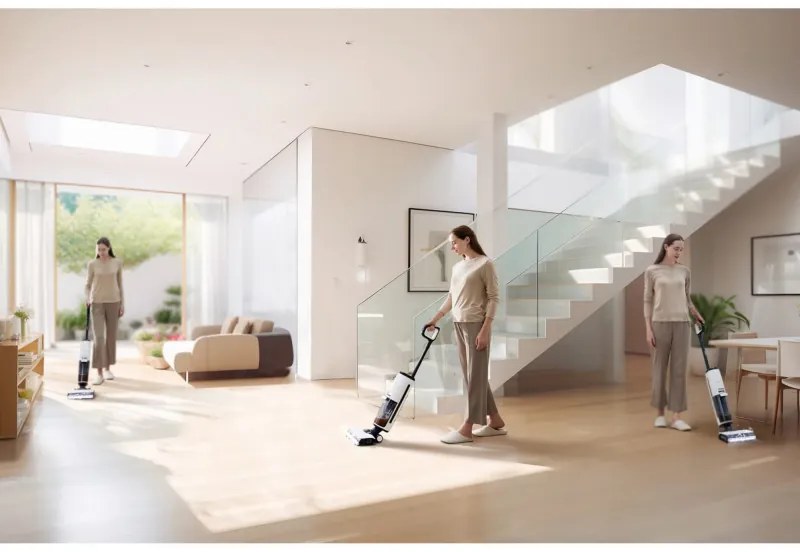 Κάθετη ηλεκτρική σκούπα Tineco Floor One S7 Steam Plus 4B1, 240W, Στεγνό/Υγρό, 0,7 l βρώμικο/0,8 l καθαρό, οθόνη LED και φωτισμός, Ατμός + στέγνωμα, Λευκό/μαύρο