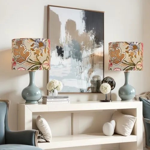 VEVOR Drum Lamp Shade 2 Set 13 x 13 x 10 in Medium Round Lampshade (Dark Floral)