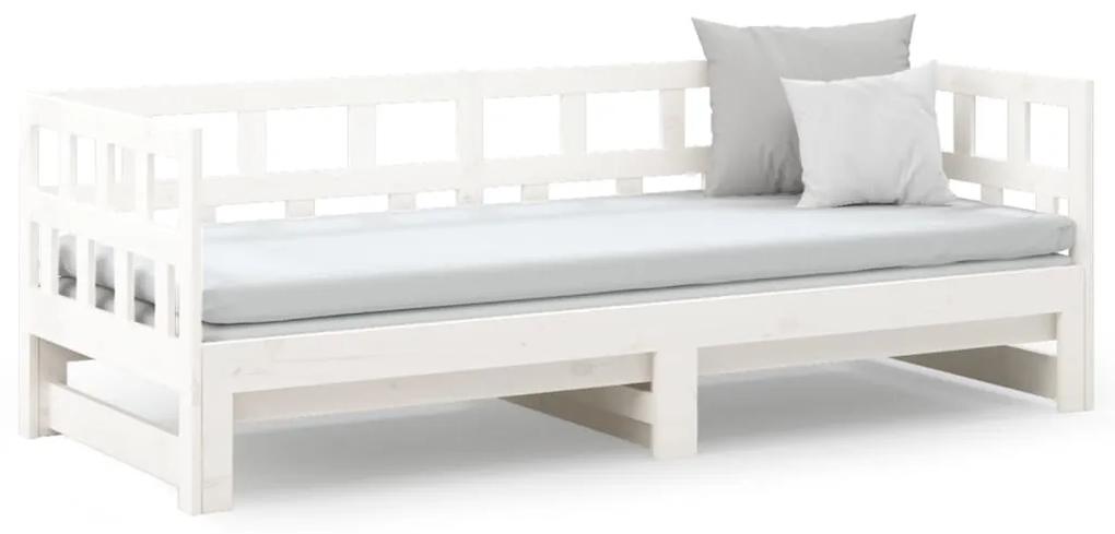 vidaXL Καναπές Κρεβάτι Συρόμενος Λευκός 2x(80x200) εκ. από Μασίφ Πεύκο