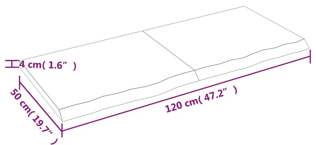 Επιφ Τραπεζιού Αν Καφέ 120x50x(2-4)εκ. Επεξ. Μασίφ Ξύλο Δρυός 3156373