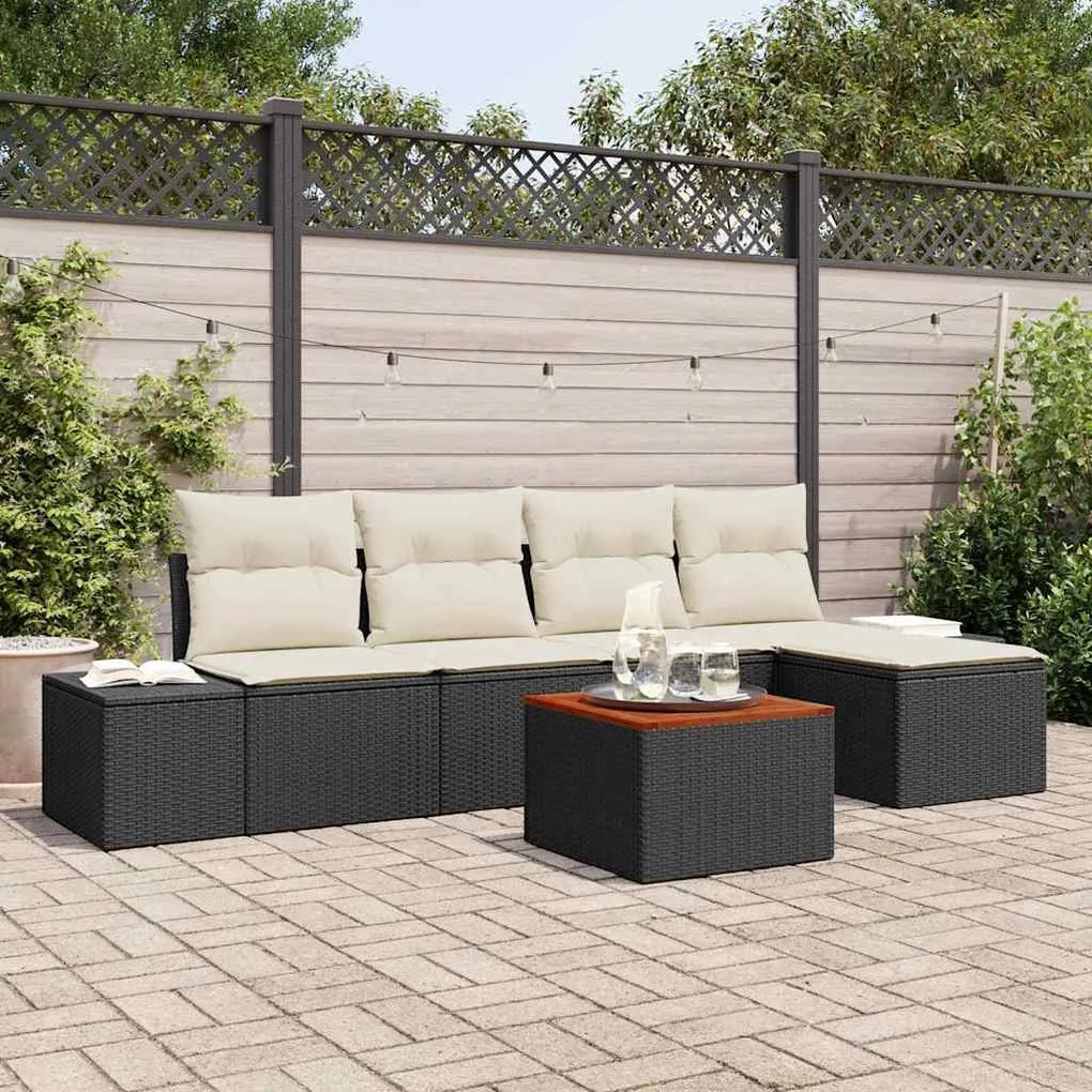 vidaXL Σετ Καναπέ Κήπου 6 pcs Μαύρος, λευκός