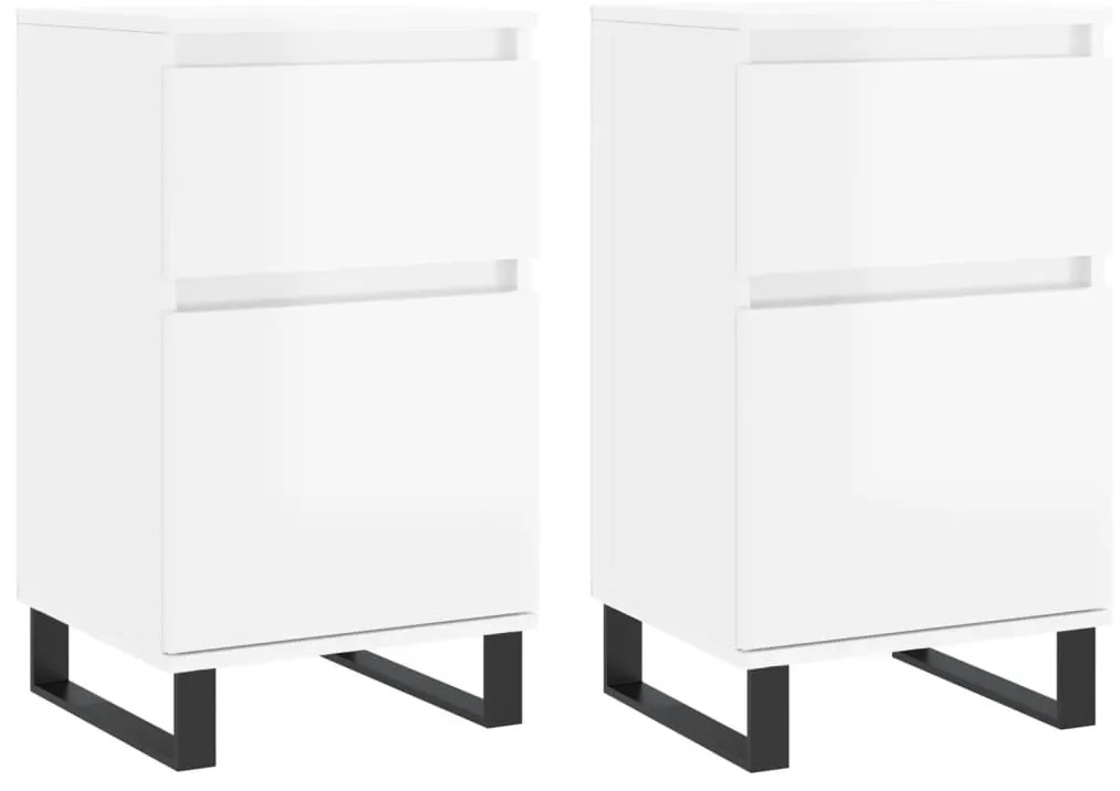 vidaXL Ντουλάπια 2 τεμ. Γυαλιστ. Λευκό 40x35x70 εκ. από Επεξεργ. Ξύλο