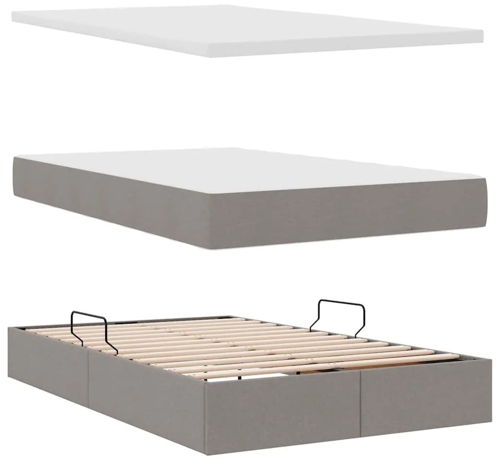 vidaXL Κρεβάτι Αποθήκης με στρώμα Taupe 120 x 200 cm Τεχνητό Δέρμα