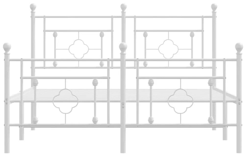 vidaXL Πλαίσιο Κρεβατιού με Κεφαλάρι&Ποδαρικό Λευκό 140x190εκ. Μέταλλο