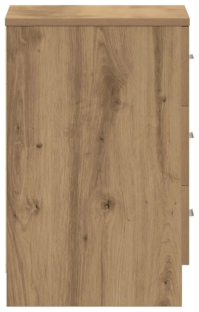 Κομοδίνα 2 τεμ. τεχνίτης Δρυς 38x35x55 εκ. από Επεξεργ Ξύλο - Καφέ